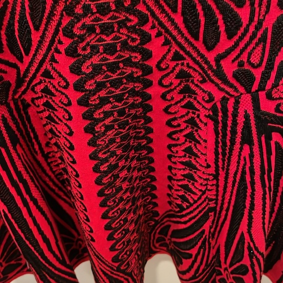 RVN Red and Black Abstract Fit and Flare Dress, Size Small - Picture 11 of 15